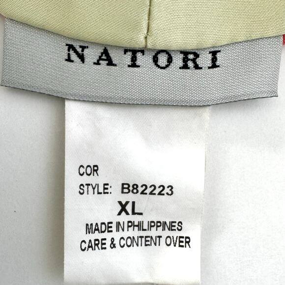 Natori Satin Belted Robe Kimono Maxi Length Coral Print XL - Picture 11 of 12